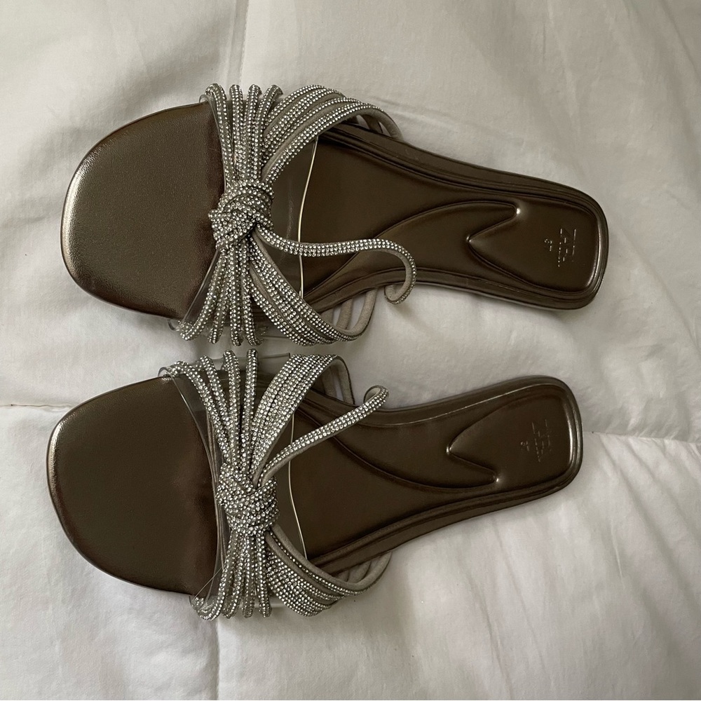 Silver Rhinestone Sandals | Zara